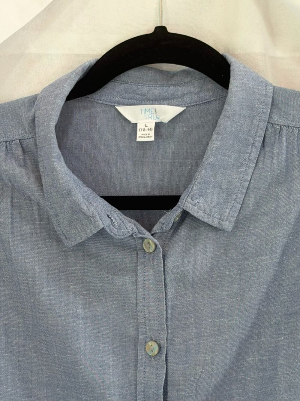 Chambray ShortâSleeve ButtonâUp â Size Large (12/14) - Picture 8 of 16